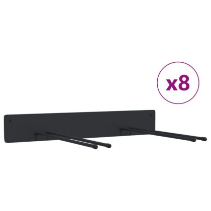 Стенни държачи за градински инструменти, 8 бр, черни, стомана