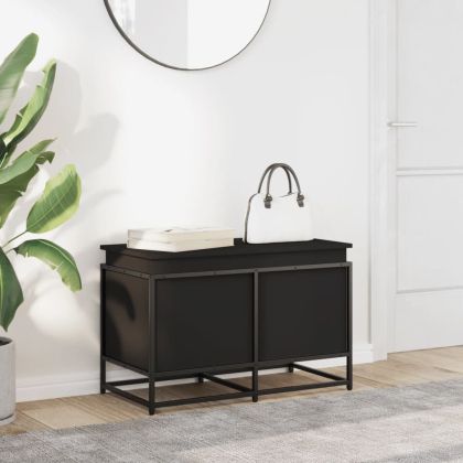 Кутия за съхранение, черна, 80x40x51,5 см, инженерно дърво