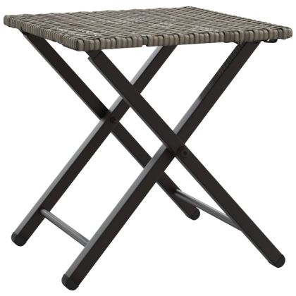 Градински трапезен комплект, 5 части, сгъваем, сив, полиратан