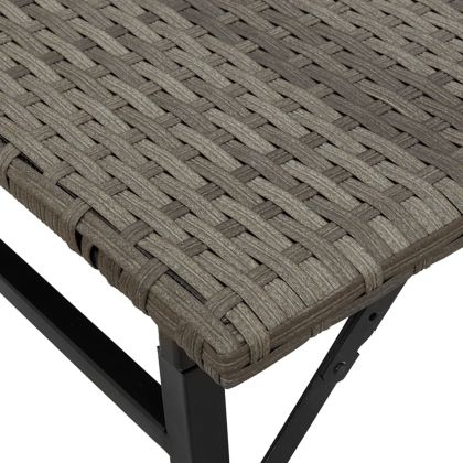 Градински трапезен комплект, 5 части, сгъваем, сив, полиратан