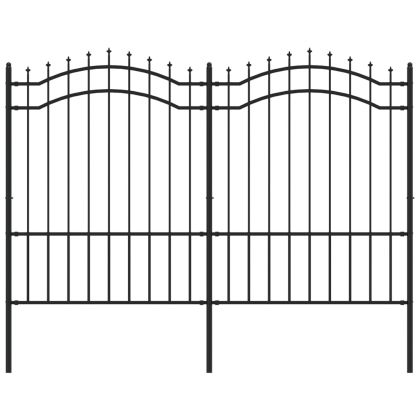 Градинска ограда с връх тип „копие“, черна, 239x150 см, прахово боядисана стомана