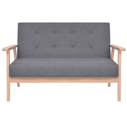 Комплект дивани и кресло, 3 части, плат, тъмносиви