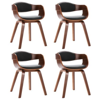 Трапезни столове, 4 бр, извито дърво и изкуствена кожа