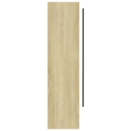 Шкаф с огледало за баня, 80x15x60 см, МДФ, бяло и дъб