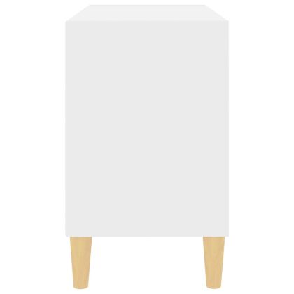 ТВ шкаф с крака от дърво масив, бял, 69,5x30x50 см