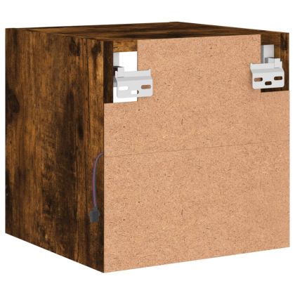 Стенен ТВ шкаф с LED осветление, опушен дъб, 30x28,5x30 см