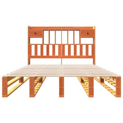 Легло с етажерка за книги, без матрак, 160x200 см, бор масив