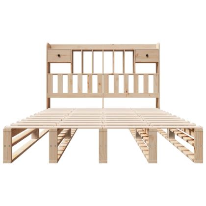 Легло с етажерка за книги, без матрак, 160x200 см, бор масив