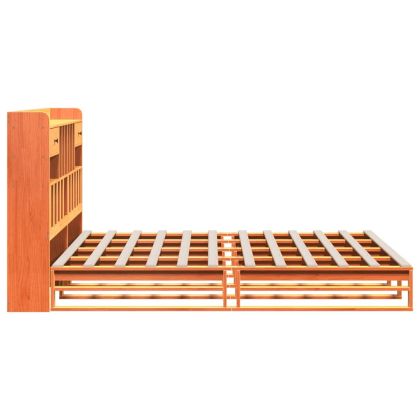 Легло с етажерка за книги, без матрак, 200x200 см, бор масив