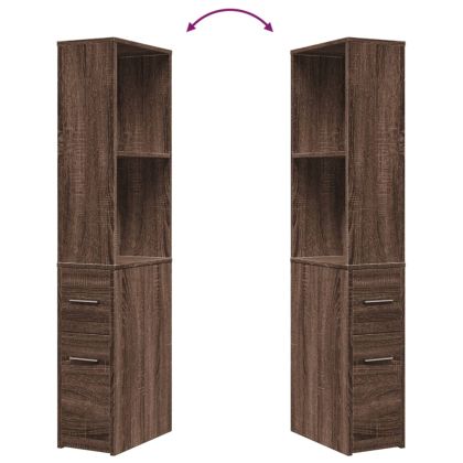 Тесен скрин за баня с колелца, кафяв дъб, инженерно дърво