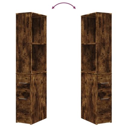 Тесен скрин за баня с колелца, опушен дъб, инженерно дърво