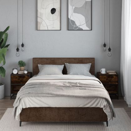 Нощни шкафчета, 2 бр, опушен дъб, 40x31x50 см, инженерно дърво