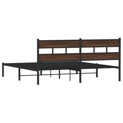 Рамка за легло, без матрак, с табла, кафяв дъб, 180x200 см