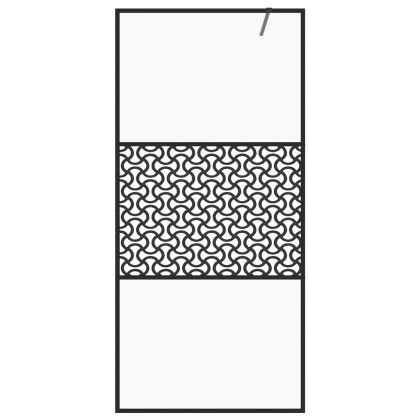 Стена за душ с прозрачно ESG стъкло, 100x195 см, черна