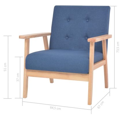 Комплект диван и кресла, 3 части, текстил, син