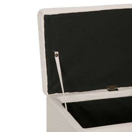 Пейка с отделение за съхранение, 116 см, кремава, полиестер