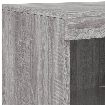 Сайдборди с LED осветление, 3 бр, сив сонома, инженерно дърво