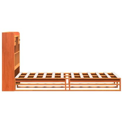 Легло с рафтове за книги без матрак кафяв 90x190 см бор масив