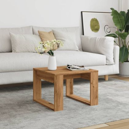 Странична маса, дъб артизан, 50x50x35 см, инженерно дърво