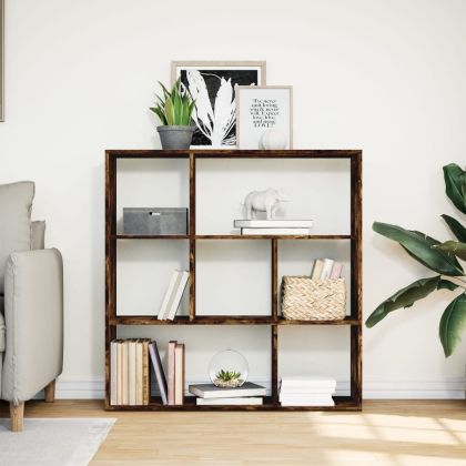 Разделител за стая / библиотека, опушен дъб, 102x29x103,5 см