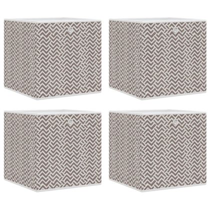 Сгъваеми кутии за съхранение 4 бр кафяви 32x32x32 см текстил