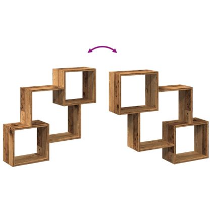 Стенен шкаф, 78x18x71 см, старо дърво, инженерно дърво