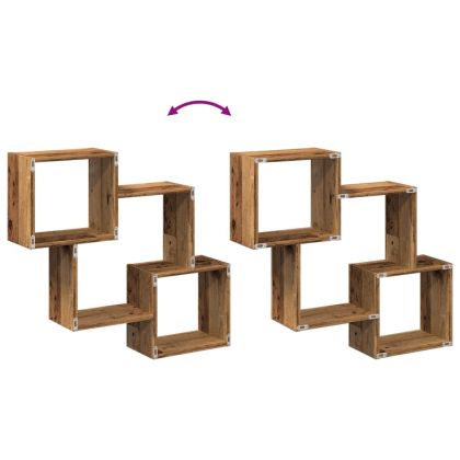 Стенен шкаф, 78x18x71 см, старо дърво, инженерно дърво