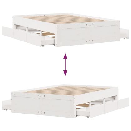 Рамка за легло без матрак с чекмеджета 160x200 см, бор масив