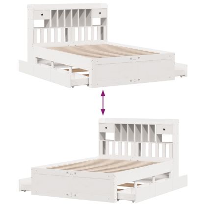 Легло с етажерка за книги, без матрак, 150x200 см, бор масив