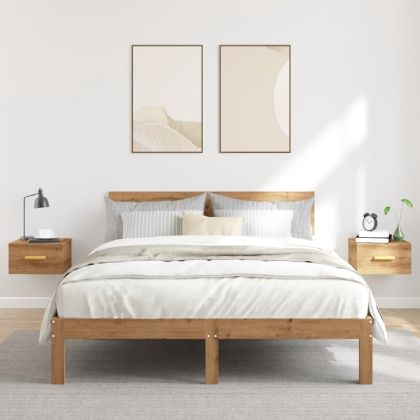 Нощни шкафчета за стенен монтаж, 2 бр, дъб артизан, 35x35x20 см