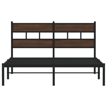 Рамка за легло, без матрак, с табла, кафяв дъб, 137x190 см