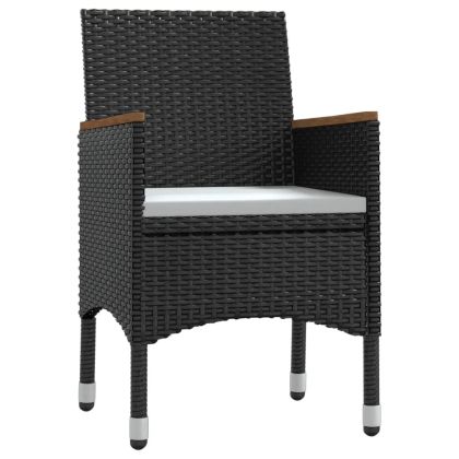 Градински трапезен комплект с възглавници 7 части черен