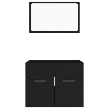 Комплект мебели за баня от 2 части, черен, ПДЧ