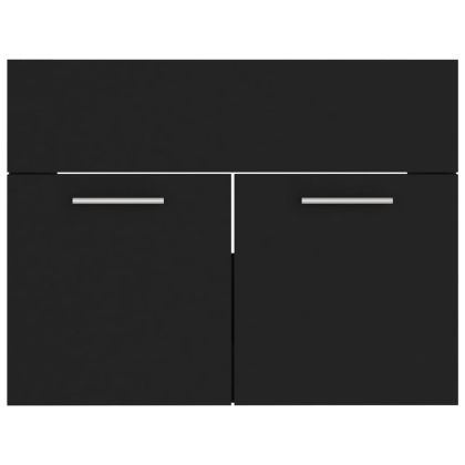 Комплект мебели за баня от 2 части, черен, ПДЧ