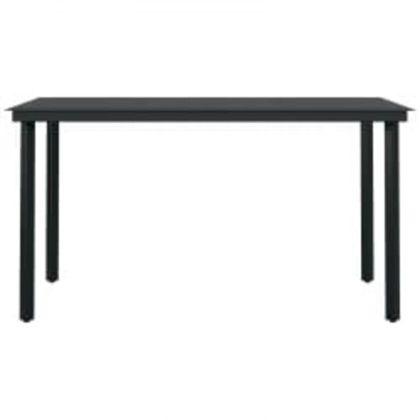 Градински трапезен комплект с възглавници 7 части сиво и черно