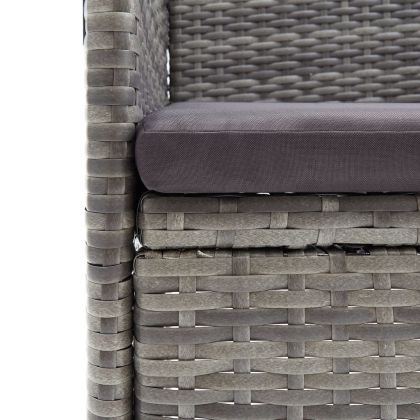 Градински трапезен комплект с възглавници 7 части сиво и черно