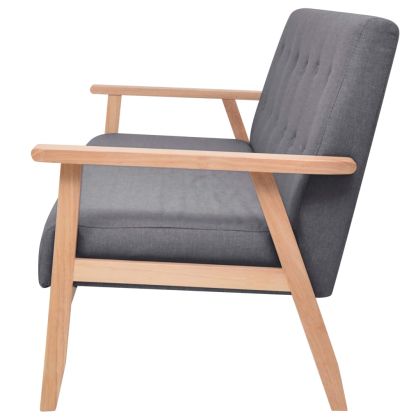 Комплект диван с кресла, 3 части, текстил, тъмносив