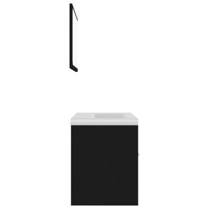 Комплект мебели за баня, черен, ПДЧ