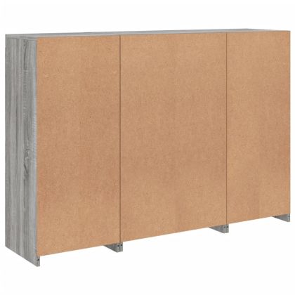 Сайдборди с LED осветление, 3 бр, сив сонома, инженерно дърво