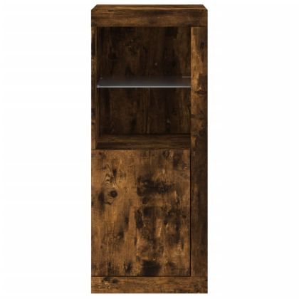 Сайдборд с LED светлини, oпушен дъб, 41x37x100 см