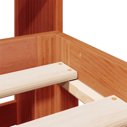 Легло с етажерка за книги, без матрак, 135x190 см, бор масив