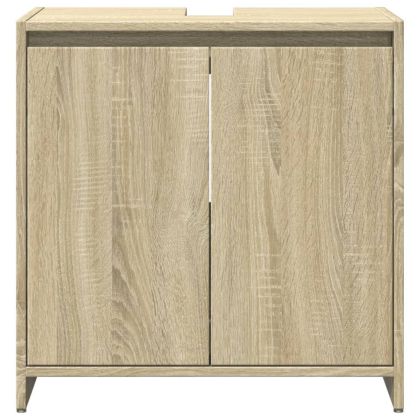 Комплект шкафове за баня от 3 части дъб сонома инженерно дърво