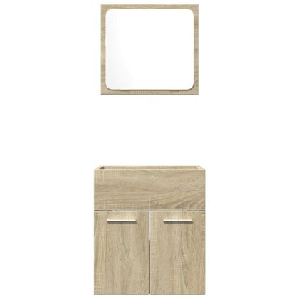 Комплект мебели за баня от 2 части, дъб сонома, инженерно дърво