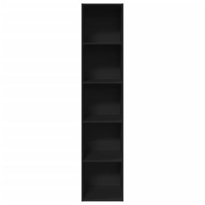 Етажерка за книги, черна, 40x30x189 см, инженерно дърво