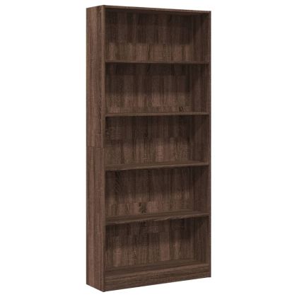 Библиотека, кафяв дъб, 80x24x176 см, инженерно дърво