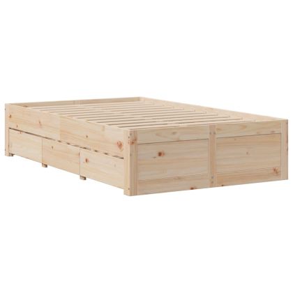 Рамка за легло без матрак с чекмеджета, 120x190 см, бор масив
