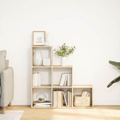 Разделител за стая / библиотека дъб сонома 3 нива 99x29x99 см