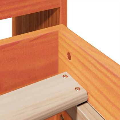 Рамка за легло без матрак, восъчнокафяво, 135x190 см, бор масив