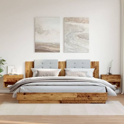 Нощни шкафчета, стенен монтаж, 2 бр, старо дърво