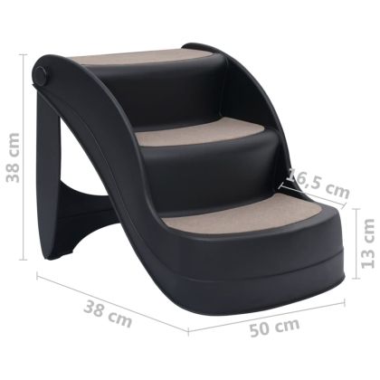 Сгъваема кучешка стълба с 3 стъпала, черна
